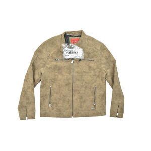 NEW GUESS Men's Maxton Faux Suede Jacket Regular Size L Sandy Brown
